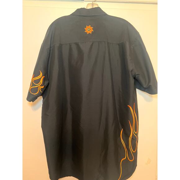 Micros Black Short Sleeve Button Down Flame Shirt Large - Picture 3 of 3